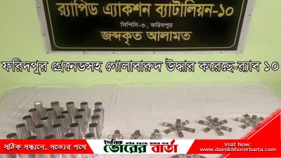 গ্রেনেডসহ বিপুল গোলাবারুদ উদ্ধার-র্যা ব ১০