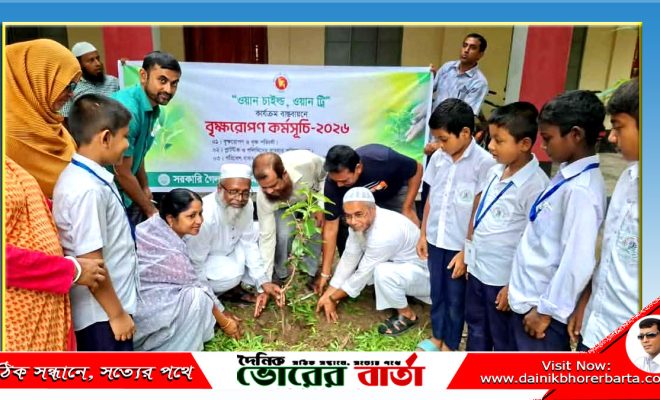 আগৈলঝাড়ায় ওয়ান চাইল্ড, ওয়ান ট্রি কর্মসূচি পালিত